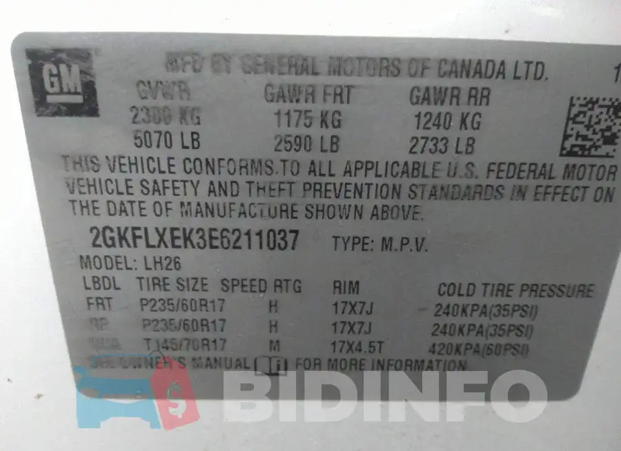 2GKFLXEK3E6211037 Photo# 9