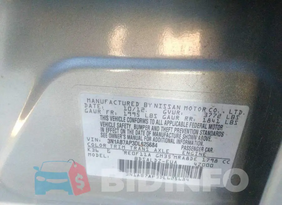 3N1AB7AP3DL625684 Photo# 9