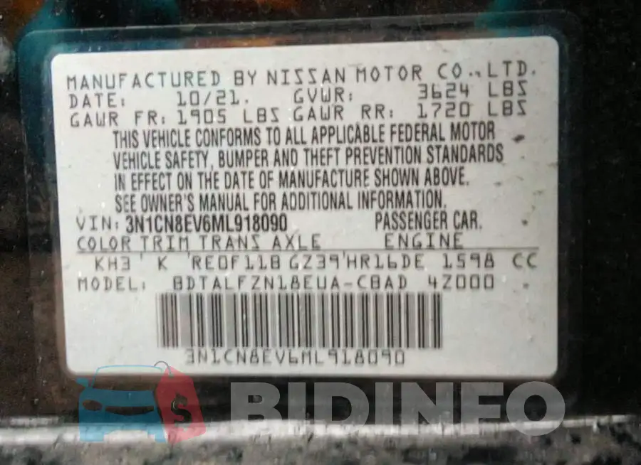 3N1CN8EV6ML918090 Photo# 9