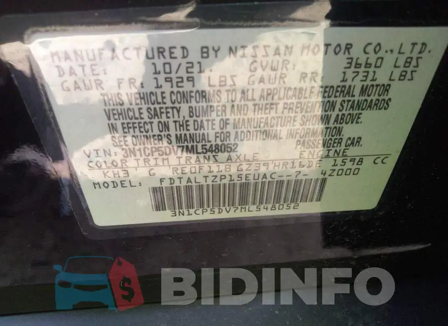 3N1CP5DV7ML548052 Photo# 9