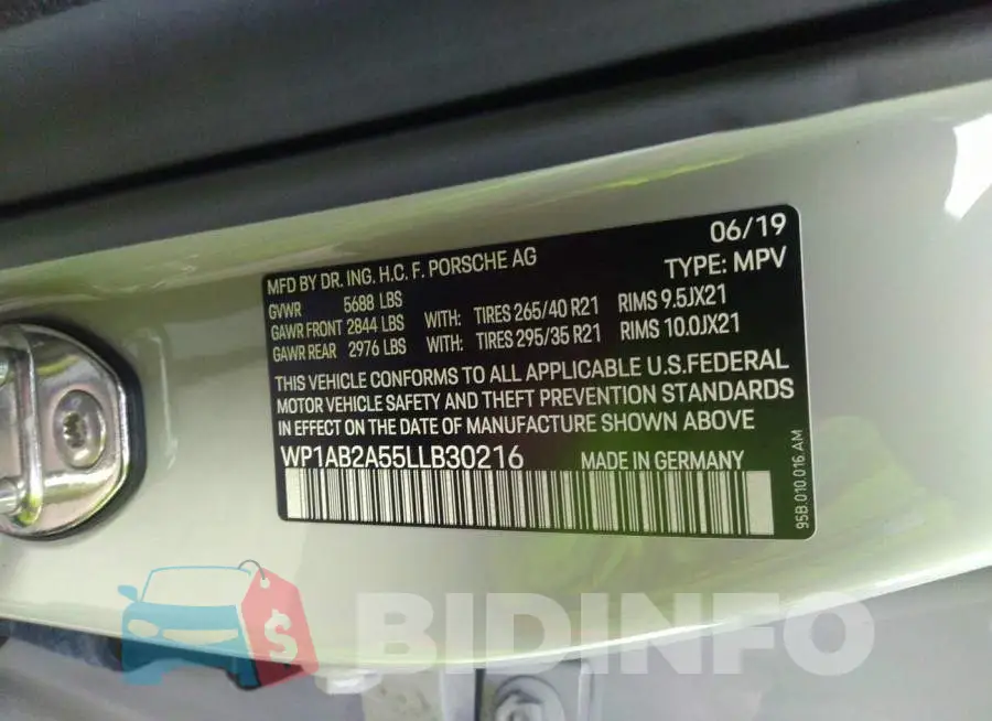 WP1AB2A55LLB30216 Photo# 9