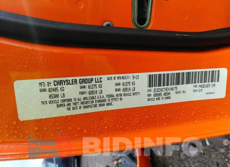 2C3CDXCTXEH140175 Photo# 9