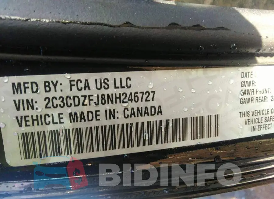 2C3CDZFJ8NH246727 Photo# 9