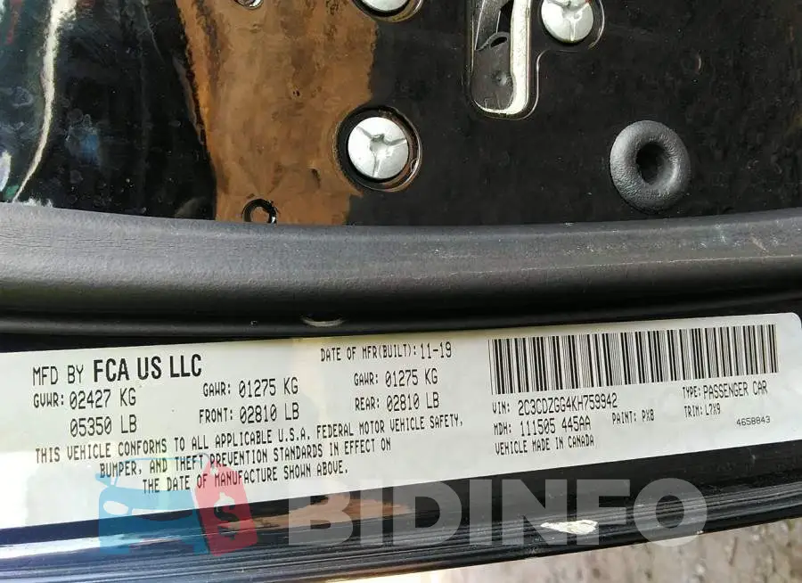 2C3CDZGG4KH759942 Photo# 9