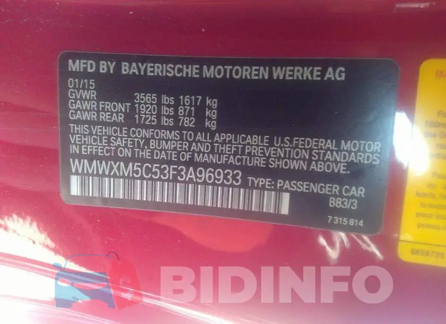 WMWXM5C53F3A96933 Photo# 9