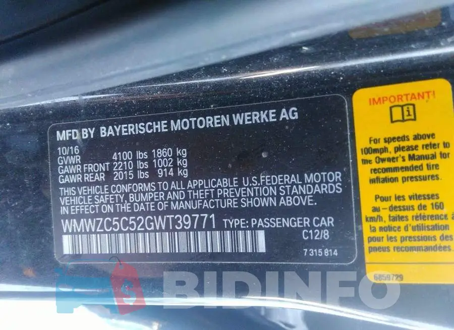 WMWZC5C52GWT39771 Photo# 9