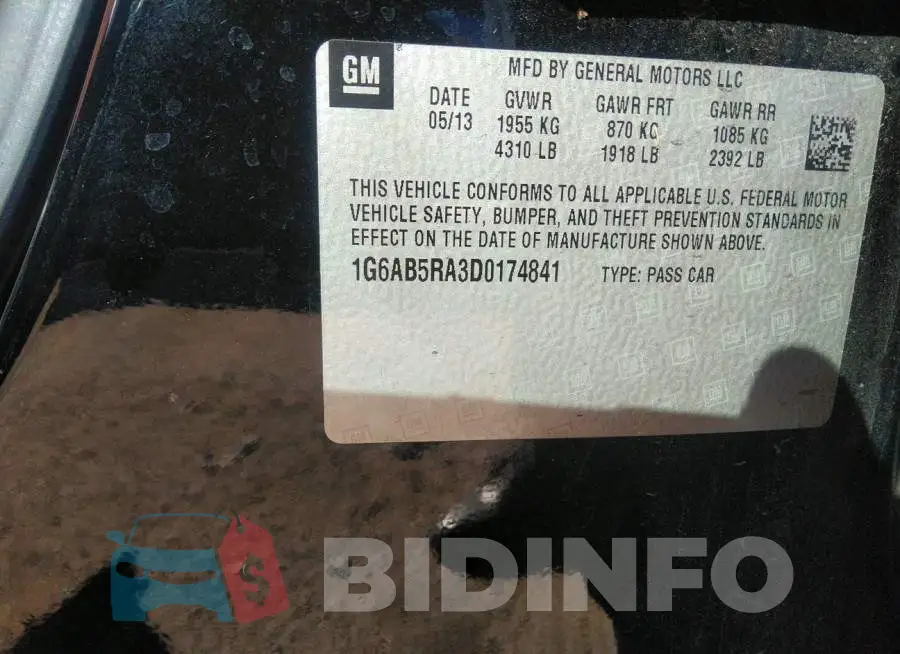 1G6AB5RA3D0174841 Photo# 9