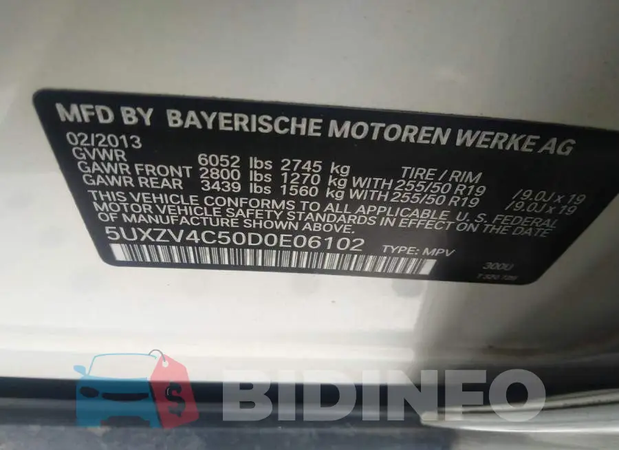 5UXZV4C50D0E06102 Photo# 9
