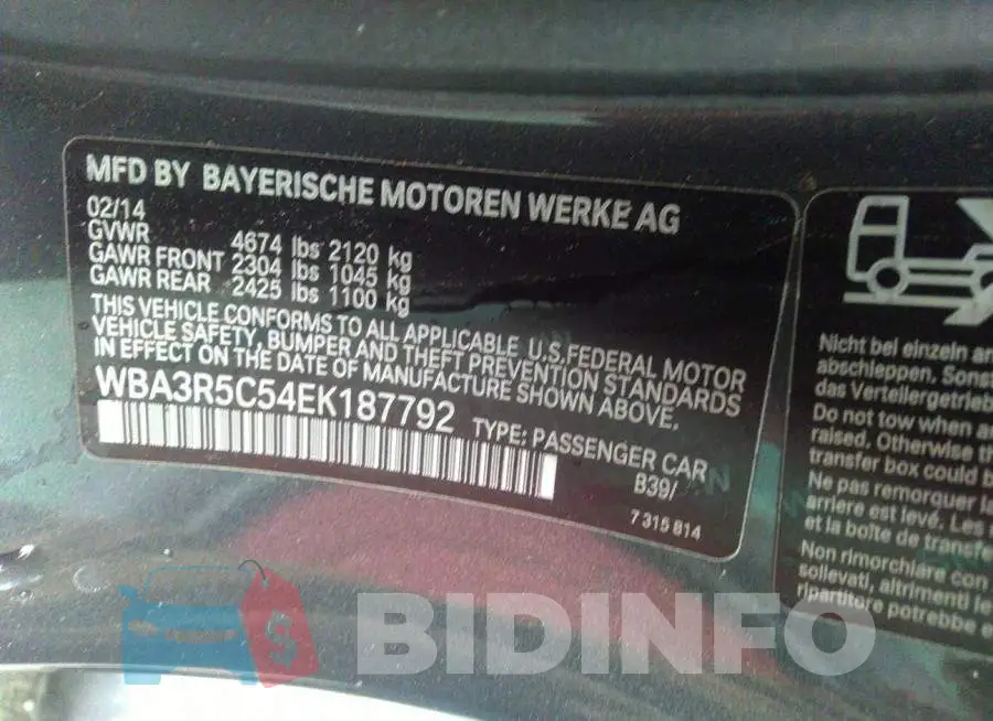 WBA3R5C54EK187792 Photo# 9