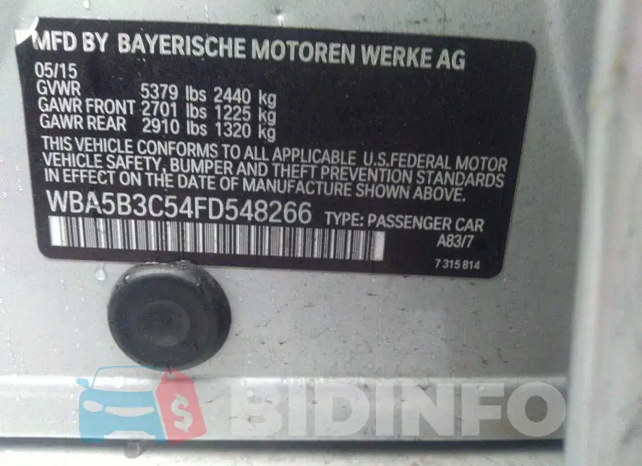 WBA5B3C54FD548266 Photo# 9