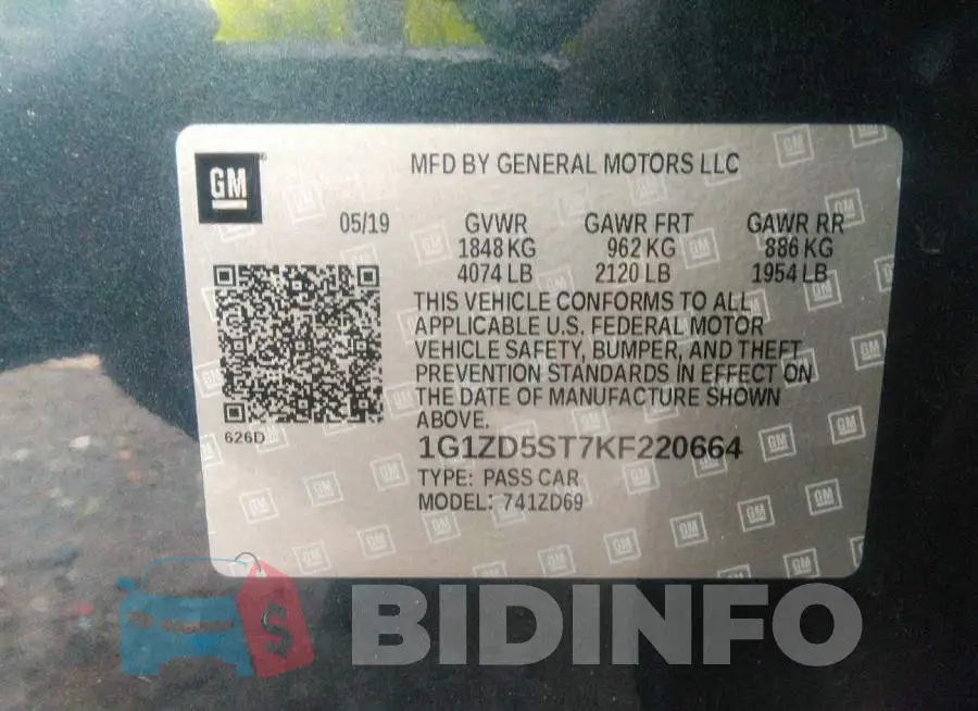 1G1ZD5ST7KF220664 Photo# 9