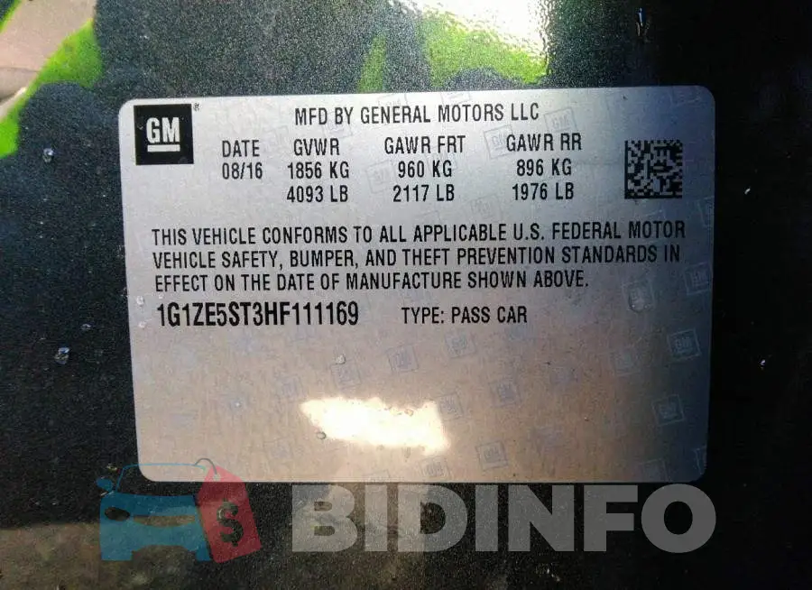 1G1ZE5ST3HF111169 Photo# 9
