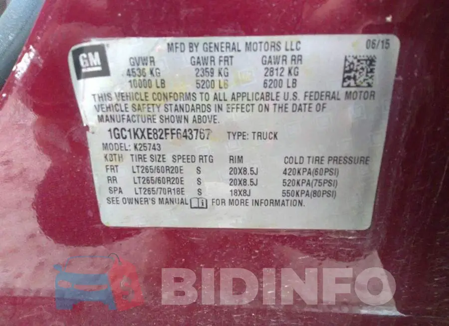 1GC1KXE82FF643767 Photo# 9