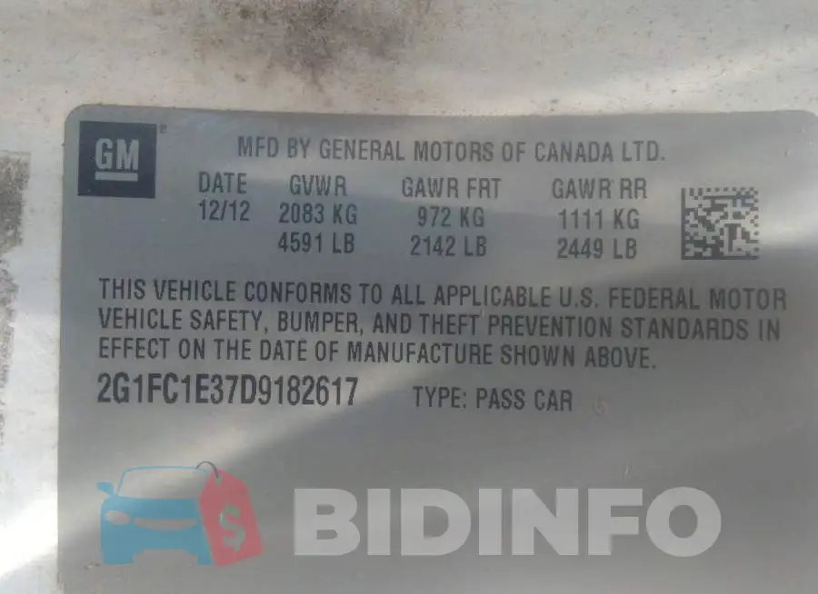 2G1FC1E37D9182617 Photo# 9