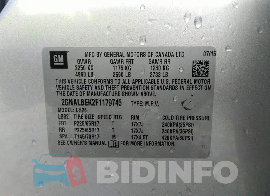 2GNALBEK2F1179745 Photo# 9