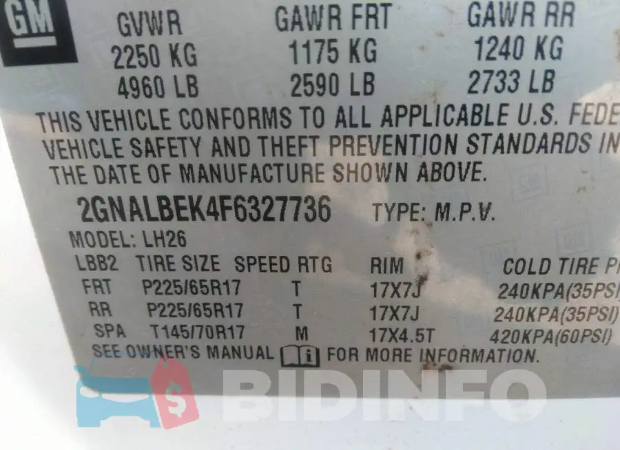 2GNALBEK4F6327736 Photo# 9
