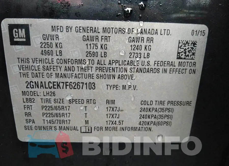 2GNALCEK7F6267103 Photo# 9