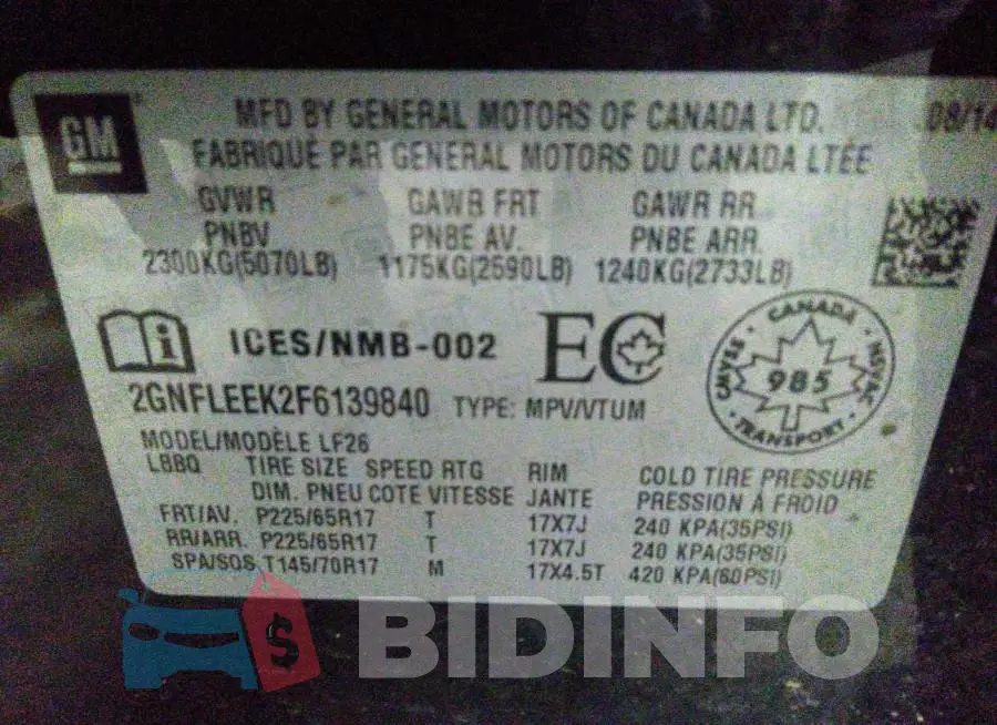 2GNFLEEK2F6139840 Photo# 9