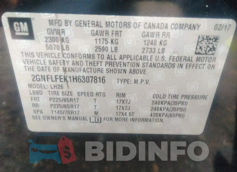 2GNFLFEK1H6307816 Photo# 9