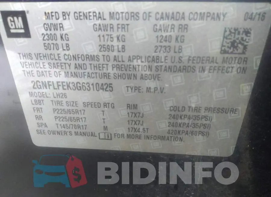 2GNFLFEK3G6310425 Photo# 9
