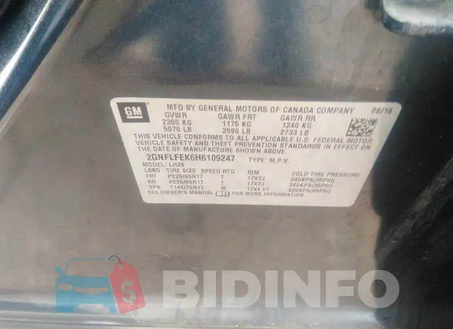 2GNFLFEK6H6109247 Photo# 9