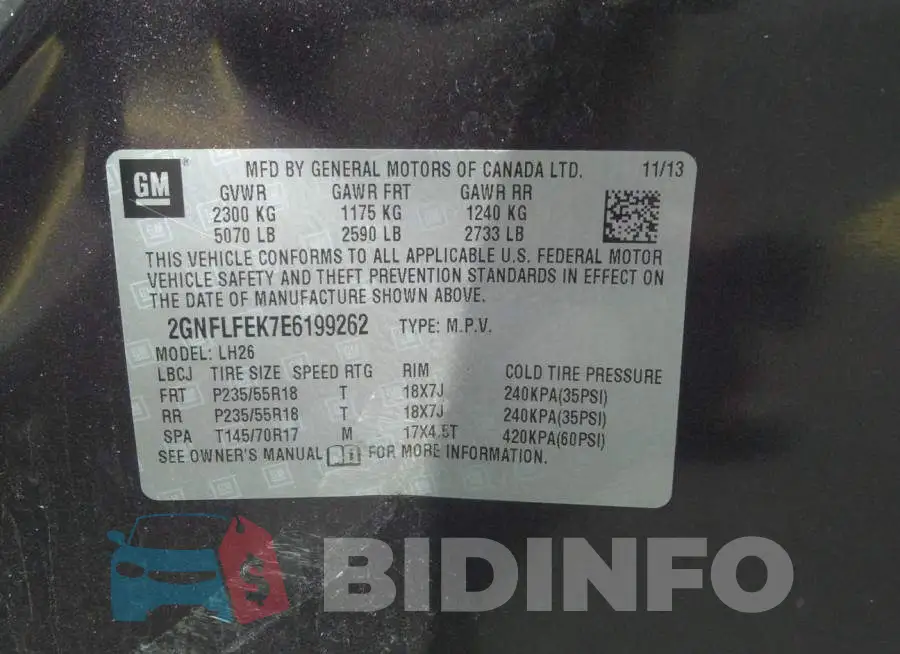 2GNFLFEK7E6199262 Photo# 9