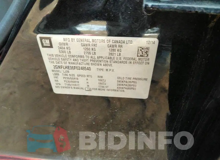 2GNFLHE36F6248540 Photo# 9
