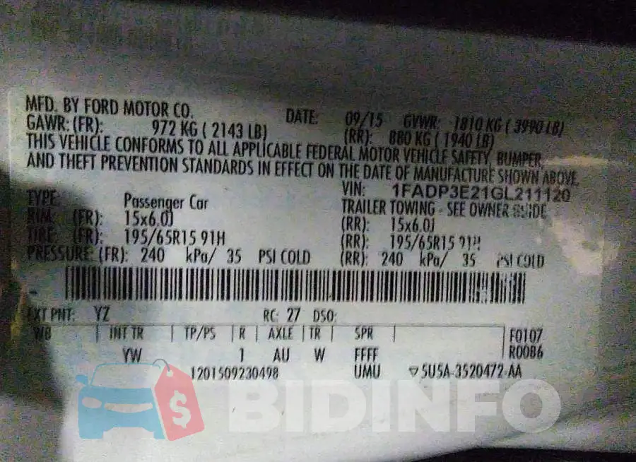 1FADP3E21GL211120 Photo# 9