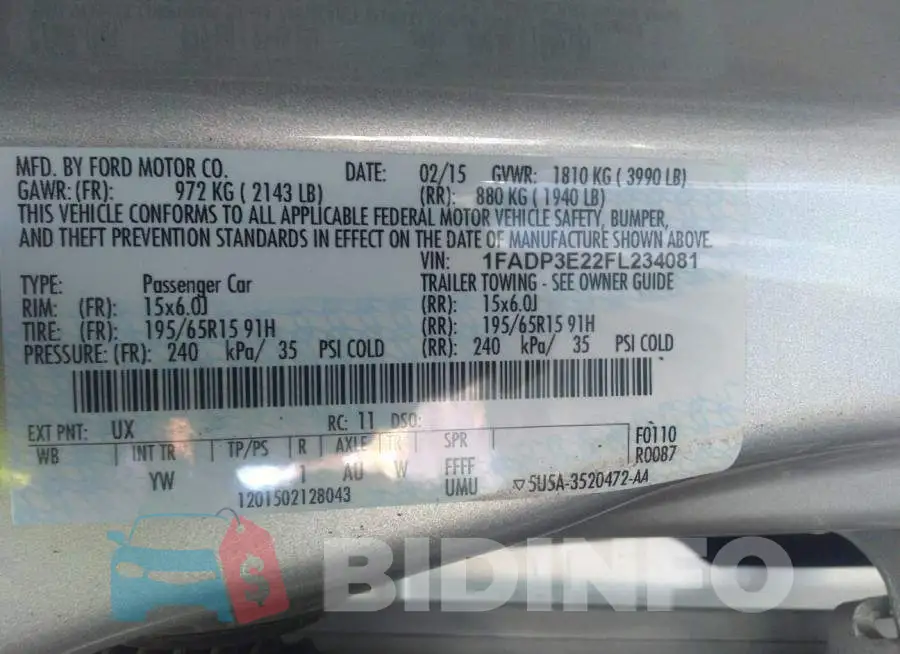 1FADP3E22FL234081 Photo# 9