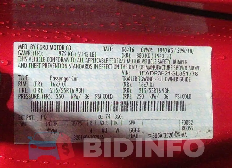 1FADP3F21GL351778 Photo# 9
