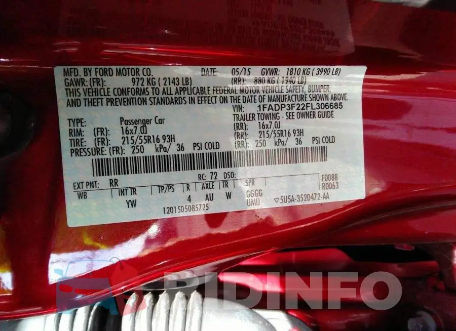 1FADP3F22FL306685 Photo# 9