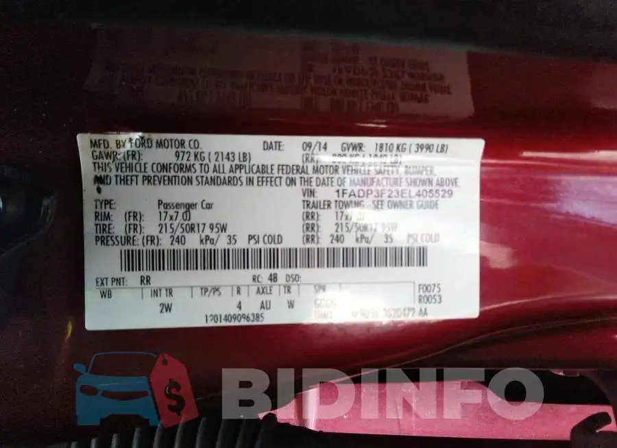 1FADP3F23EL405529 Photo# 9