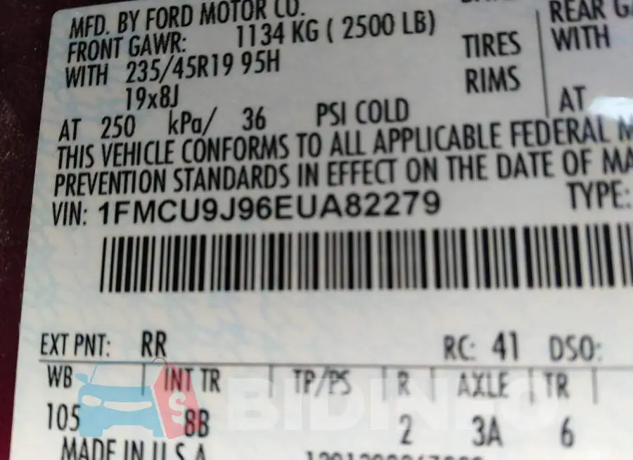 1FMCU9J96EUA82279 Photo# 9