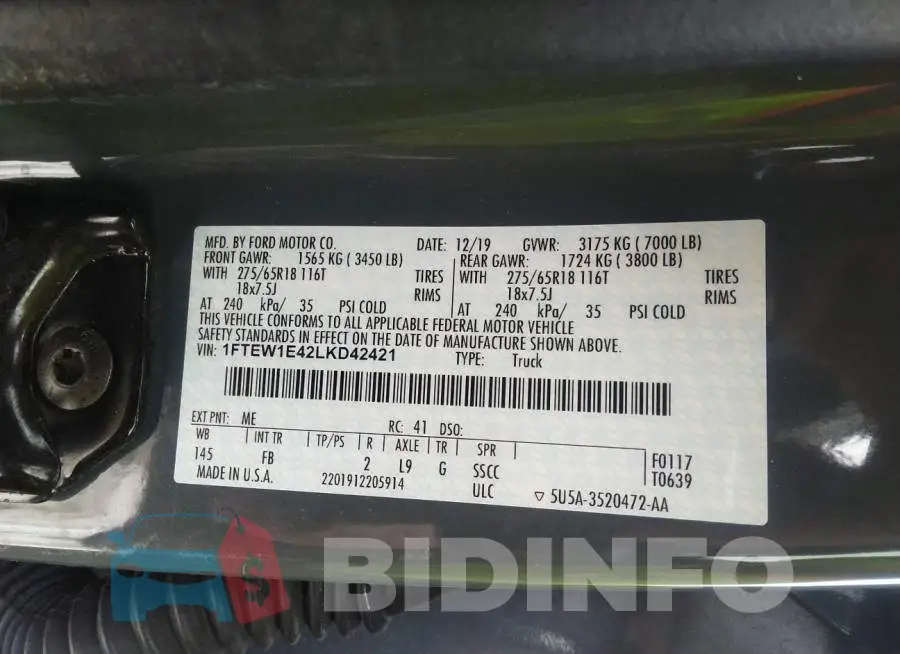 1FTEW1E42LKD42421 Photo# 9