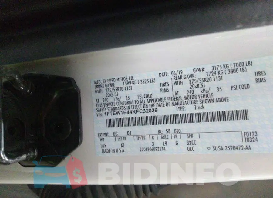 1FTEW1E44KFC32039 Photo# 9