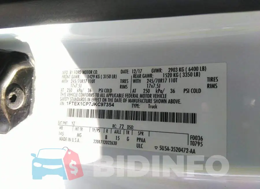 1FTEX1CP7JKC97354 Photo# 9