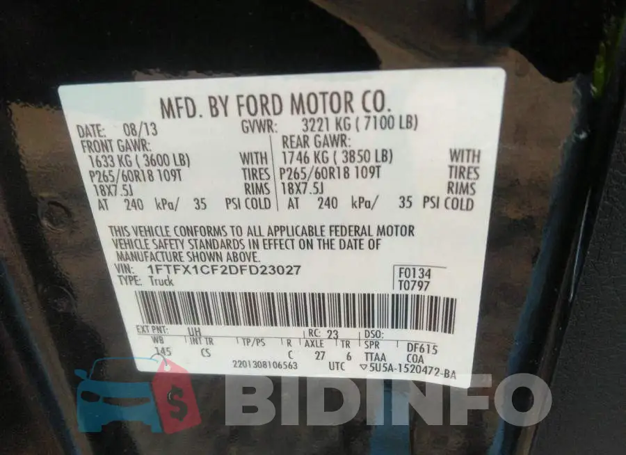 1FTFX1CF2DFD23027 Photo# 9