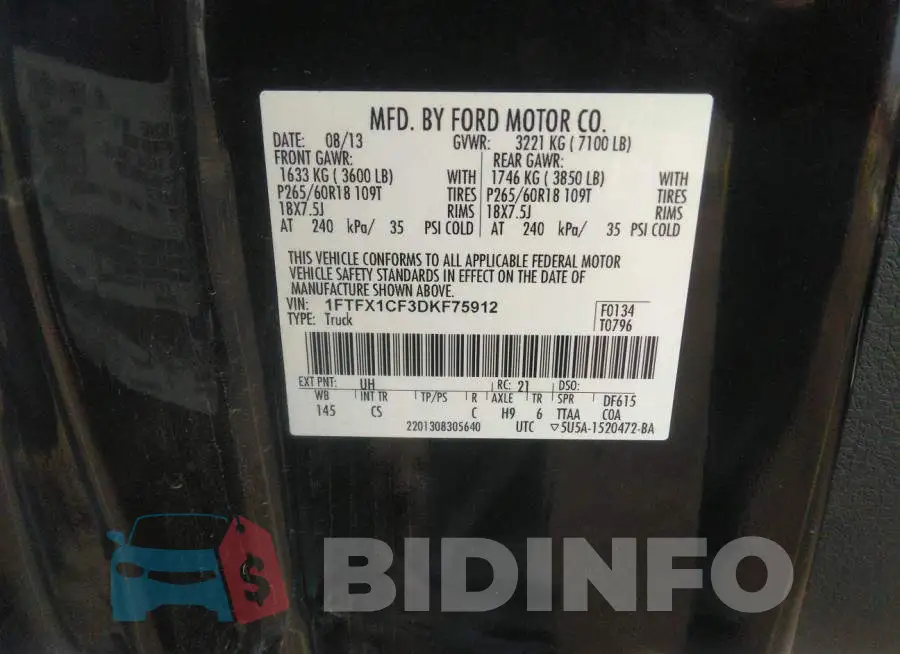 1FTFX1CF3DKF75912 Photo# 9