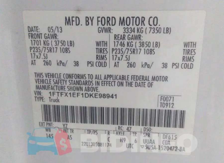 1FTFX1EF1DKE98941 Photo# 9