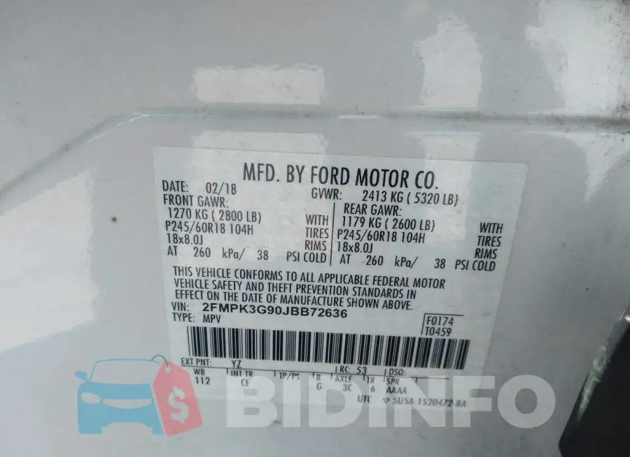 2FMPK3G90JBB72636 Photo# 9