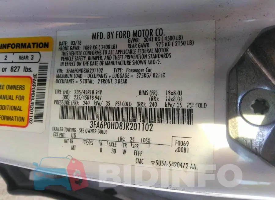 3FA6P0HD8JR201102 Photo# 9