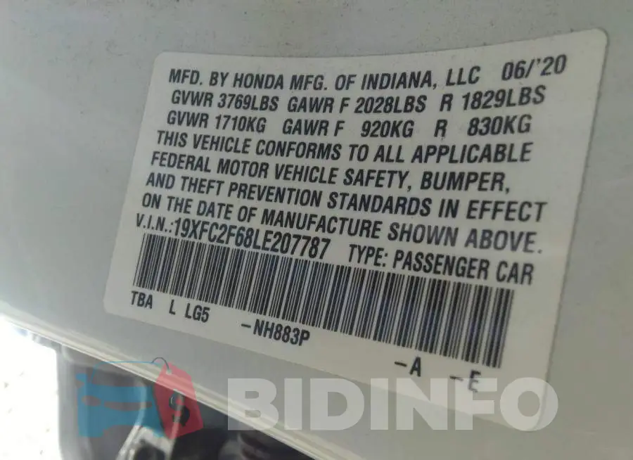 19XFC2F68LE207787 Photo# 9
