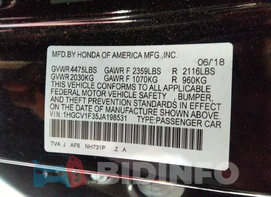 1HGCV1F35JA198531 Photo# 9