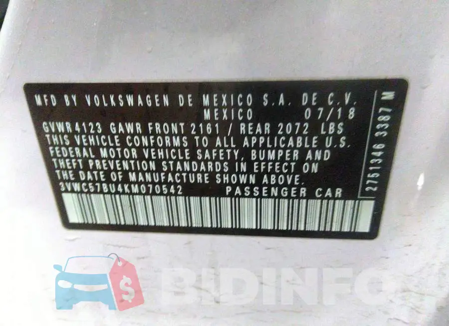 3VWC57BU4KM070542 Photo# 9