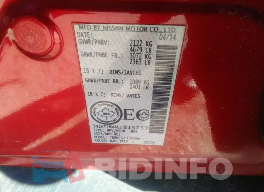 5N1AT2MV4EC815753 Photo# 9