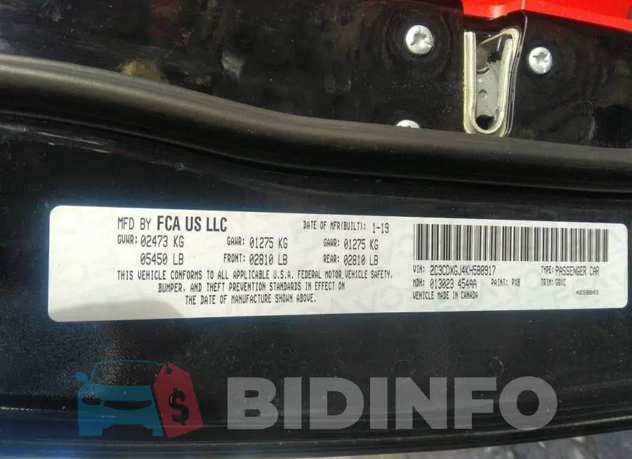 2C3CDXGJ4KH588917 Photo# 9