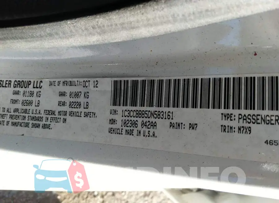 1C3CCBBB5DN583161 Photo# 9