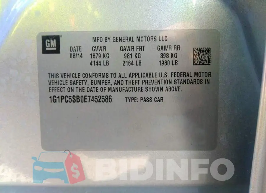 1G1PC5SB0E7452586 Photo# 9