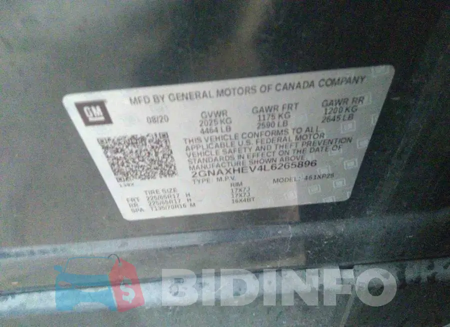 2GNAXHEV4L6265896 Photo# 9