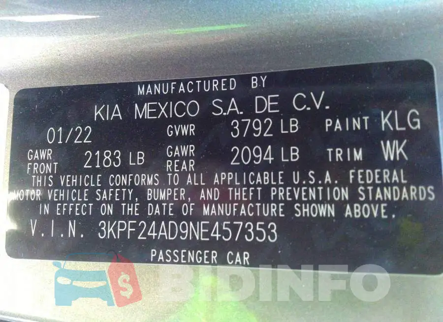 3KPF24AD9NE457353 Photo# 9